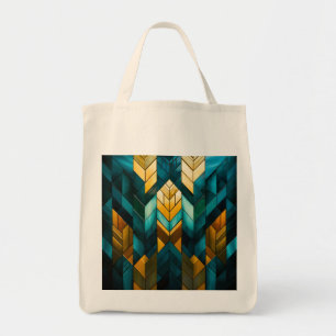 Bolso De Tela Elegante Moderno Abstracto Geométrico Dorado Verde