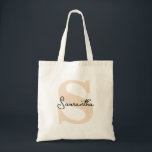 Bolso De Tela Elegante Moderno Beige Personalizado con Monograma<br><div class="desc">Echa un vistazo a estas perfectas bolsas tote para tu grupo de damas de honor, invitadas a la despedida de soltera, cumpleaños o regalos para las invitadas a la boda. Una bolsa tote personalizada moderna y elegante es chic y sofisticada para complementar tu boda o cualquier ocasión especial. Pueden ser...</div>