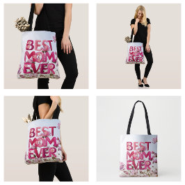 Bolso De Tela Elegante Moderno La Mejor Mamá Floral Rosa