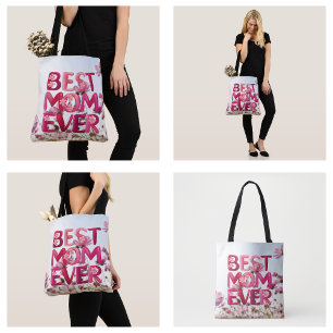 Bolso De Tela Elegante Moderno La Mejor Mamá Floral Rosa