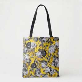 Bolso De Tela Elegante Moderno Vintage Rosas Blancas Negras Amar