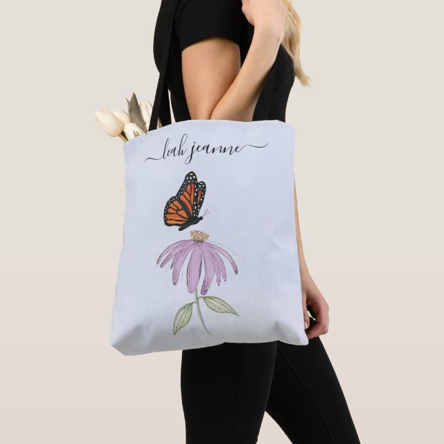 Bolso De Tela Elegante Monarca Moderno Butterflies Floral (Detalle)