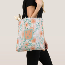 Bolso De Tela Elegante Monograma de Eucalipto en Tonos Melocotón