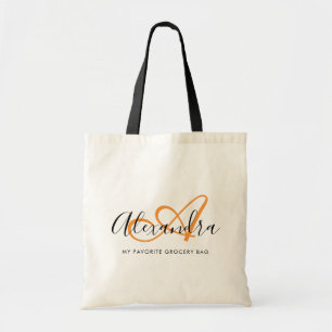 Bolso De Tela Elegante Monograma de Nombre con Letra de Azafrán