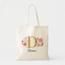 Elegante Monograma de Nombre en Oro Floral Rosa