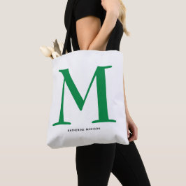 Bolso De Tela Elegante Monograma de Nombre Verde