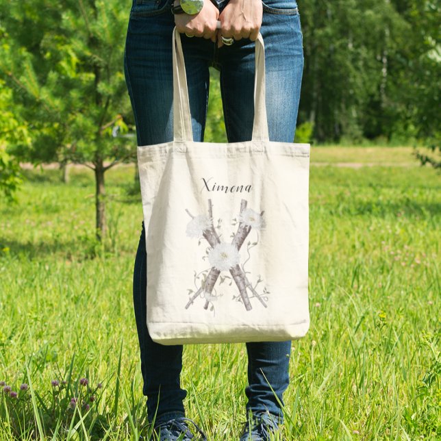 Bolso De Tela Elegante Monograma Floral X Nombre Personalizado (Subido por el creador)