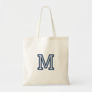 Bolso De Tela Elegante Monograma Inicial Moderno y Refinado Azul