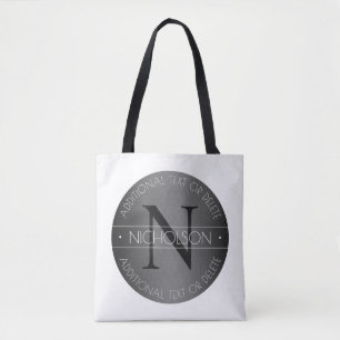 Bolso De Tela Elegante Monograma moderno Sombreado negro y blanc