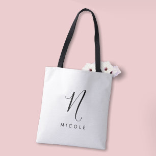 Bolso De Tela Elegante Monograma Negro y Blanco