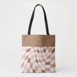 Bolso De Tela Elegante Monograma Neutral Controlado Personalizad
