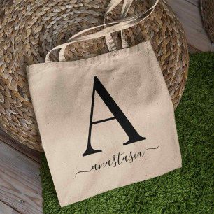 Bolso De Tela Elegante Monograma Nombre Libros Comerciales Minim