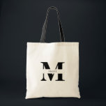 Bolso De Tela Elegante Monograma Personalizado Negro Moderno Sim<br><div class="desc">Esta elegante y moderna bolsa negra tote es el accesorio definitivo para cualquier fiesta o regalo de dama de honor. Cuenta con un diseño minimalista y elegante que es perfecto para cualquier ocasión. El sofisticado color negro emana elegancia atemporal, mientras que el monograma personalizado Nombre Inicial agrega un toque de...</div>