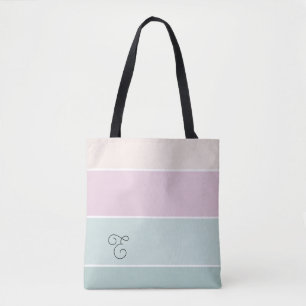 Bolso De Tela Elegante Monograma Personalizado Ombre Rosa Verde