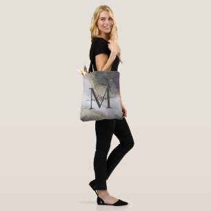 Bolso De Tela Elegante Monograma Plata y Oro