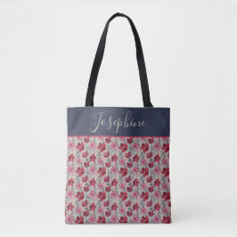 Bolso De Tela Elegante Monograma Rubor Rosa y Rojo