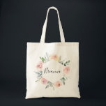 Bolso De Tela Elegante morador rosa de Rubor Floral de la dama d<br><div class="desc">Esta elegante mochila de tote con flores de color rosa es el perfecto regalo de boda para presentar a sus damas de honor y a su dama de honor para un boda moderno. El diseño presenta rosas de color rosa a mano y peonías con hojas verdes y grises, inspirando la...</div>