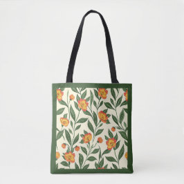 Bolso De Tela Elegante Naranja Cuto Botánico Floral