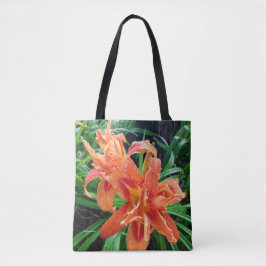 Bolso De Tela Elegante Naranja De Madera Doble Flor