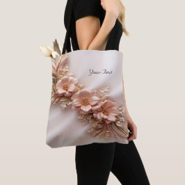 Bolso De Tela Elegante Naranja Peach Floral Tote Bag