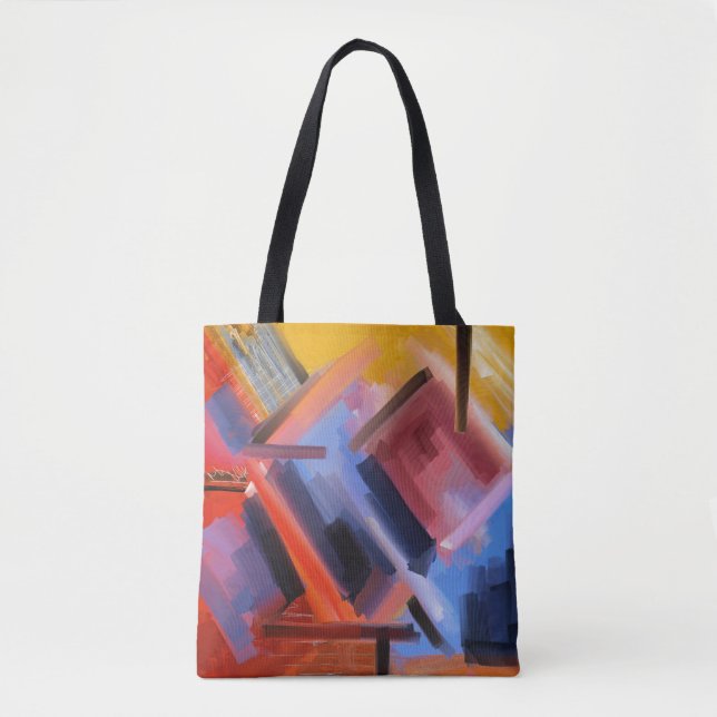 Bolso De Tela Elegante Naranja rojo negro rosa azul abstracto ar (Anverso)