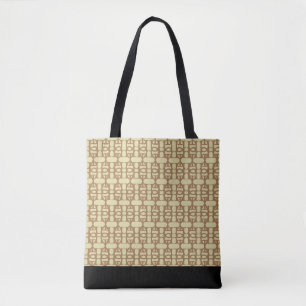 Bolso De Tela Elegante negro, arena y patrón marrón