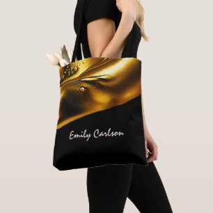 Bolso De Tela Elegante negro y falso oro líquido