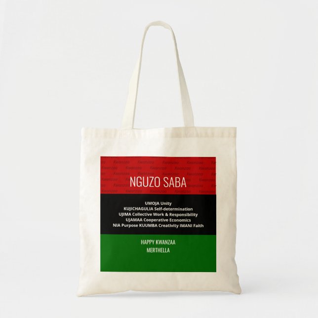 Bolso De Tela Elegante NGUZO SABA Happy Kwanzaa personalizado (Frente)