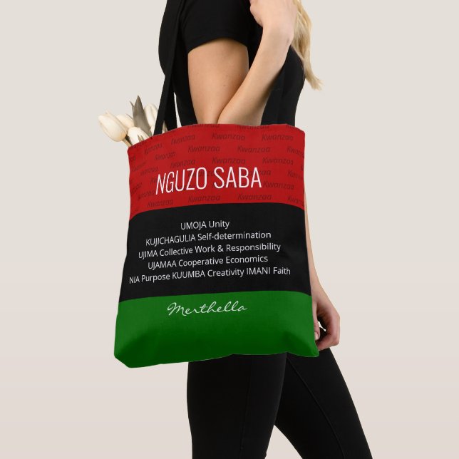 Bolso De Tela Elegante NGUZO SABA Kwanzaa personalizado (Detalle)