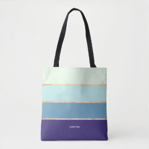 Bolso De Tela Elegante nombre con rayas azules