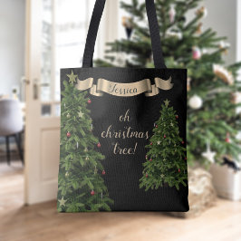 Bolso De Tela Elegante nombre de cinta dorada del árbol de Navid