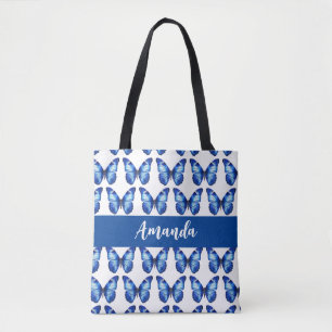Bolso De Tela Elegante nombre de patrón azul Butterly
