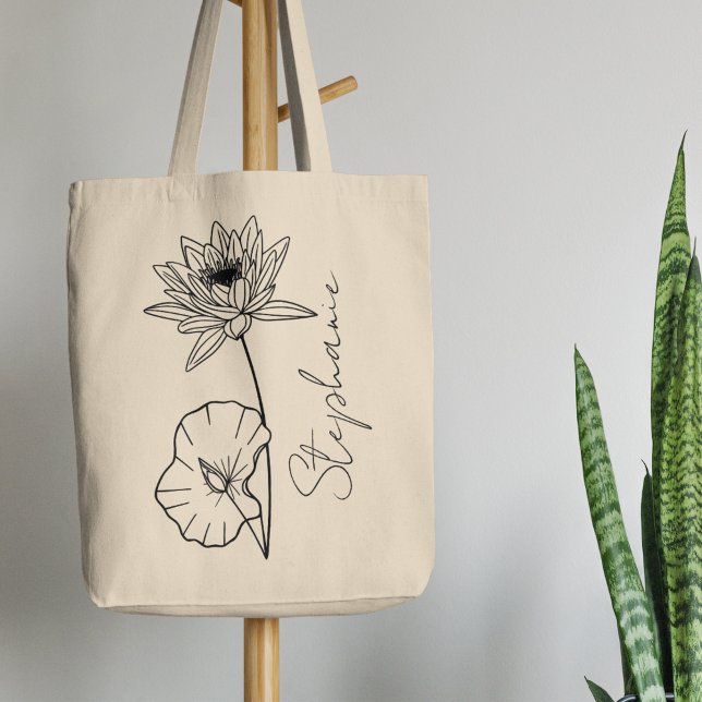 Bolso De Tela Elegante Nombre de Script Lotus Julio Mes Flor (Subido por el creador)