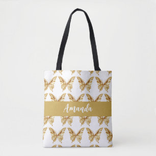 Bolso De Tela Elegante Nombre del patrón Butterly de oro