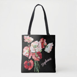 Bolso De Tela Elegante nombre en letra cursiva Arte de acuarela 