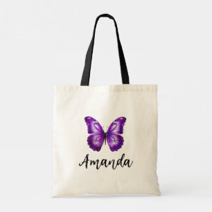 Bolso De Tela Elegante nombre mariposa púrpura Girly