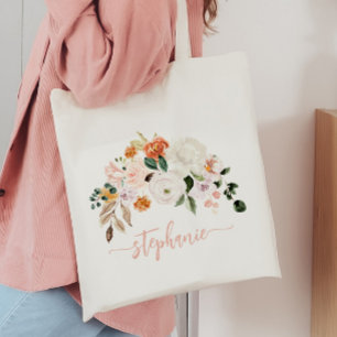 Bolso De Tela Elegante nombre personalizado de color de agua de