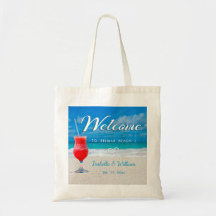 Bolso De Tela Elegante Ocean Beach Wedding Favor de la Bienvenid