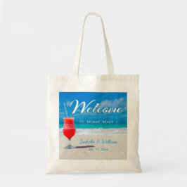 Bolso De Tela Elegante Ocean Beach Wedding Favor de la Bienvenid