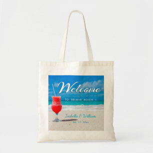 Bolso De Tela Elegante Ocean Beach Wedding Favor de la Bienvenid