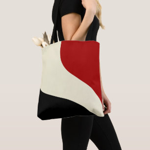 Bolso De Tela Elegante ola mínima en rojo, negro y crema