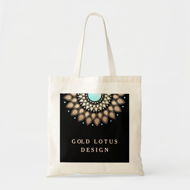 Bolso De Tela Elegante Ornate Gold Lotus Mandala (Frente)