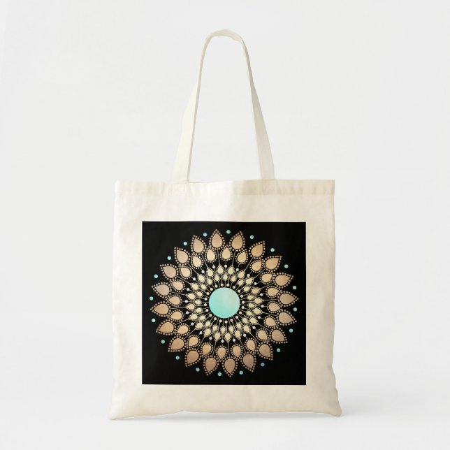 Bolso De Tela Elegante Ornate Gold Lotus Mandala (Frente)