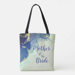 Bolso De Tela Elegante Oro y Azul Abstracto Madre de la Novia