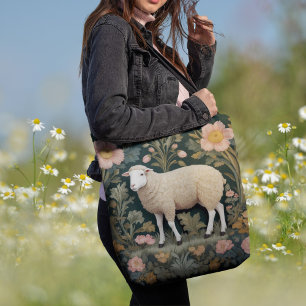 Bolso De Tela Elegante oveja blanca William Morris inspirado