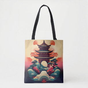 Bolso De Tela Elegante pagoda japonesa: Impresión cultural bajo 