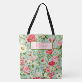 Bolso De Tela Elegante país inglés con flores silvestres persona