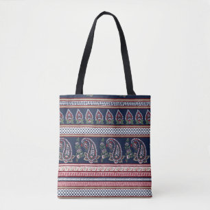 Bolso De Tela Elegante Paisley de la Marina: Diseño de Fronteras