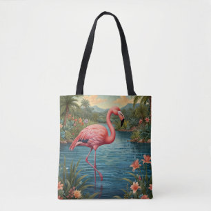 Bolso De Tela Elegante paraíso tropical flamingo rosa