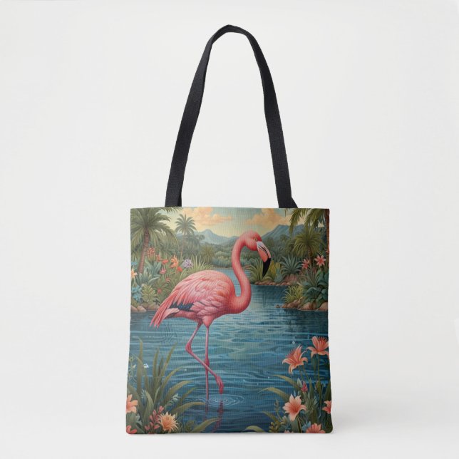 Bolso De Tela Elegante paraíso tropical flamingo rosa (Anverso)